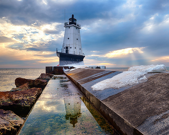 "Winters End" Ludington Lighthouse