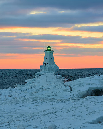 "Pink Sky at Night"  Ludington North Breakwater Lighthouse