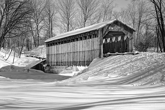 "Long shadows of Winter" Fallassburg Covered Bridge, Lowell, Michigan