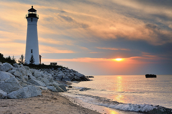 Crisp Point Lighthouse Sunset - Lake Superior