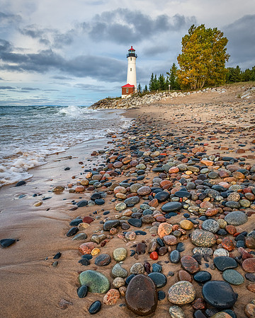 Crisp Point Lighthouse and beautiful Lake Superior stones