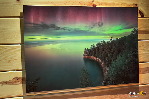 Miners Castle Northern Lights Meta Print