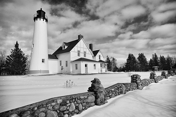 Winter at Point Iroquois Lighthouse - Whitefish Bay, Michigan