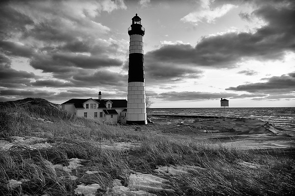 Big Sable Lighthouse Ludington, Michigan (Black & White)
