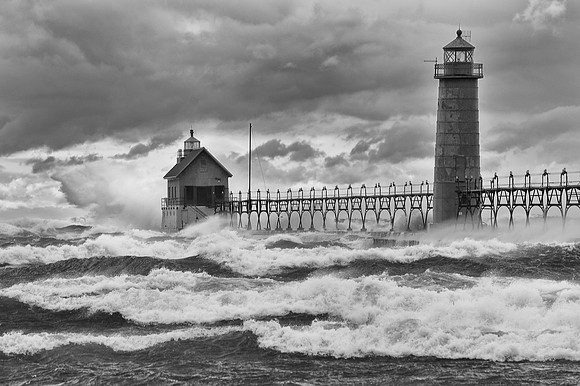 " Gales of November"  Grand Haven Lighthouse Storm