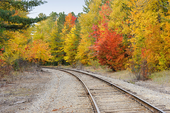 Autumn on the (CN) Canadian National Railway, taken near Three Lakes, Michigan. Michigan