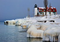 "Icy Shores" Point Betsie Lighthouse, Crystallia, Michigan