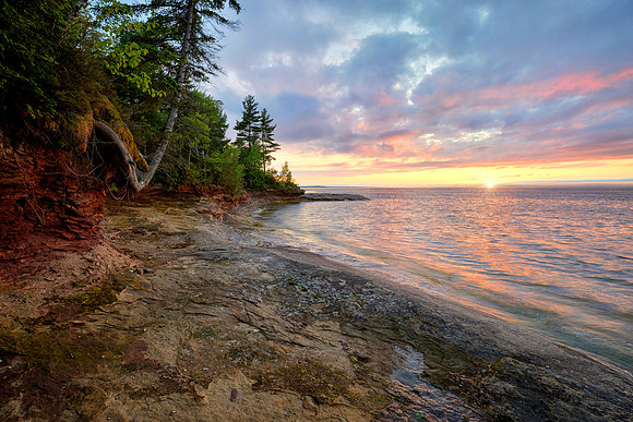 Lake Superior sunset near AuTrain Point