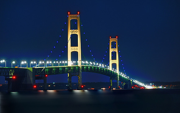 Mackinac Bridge - Light it Blue for autism awareness