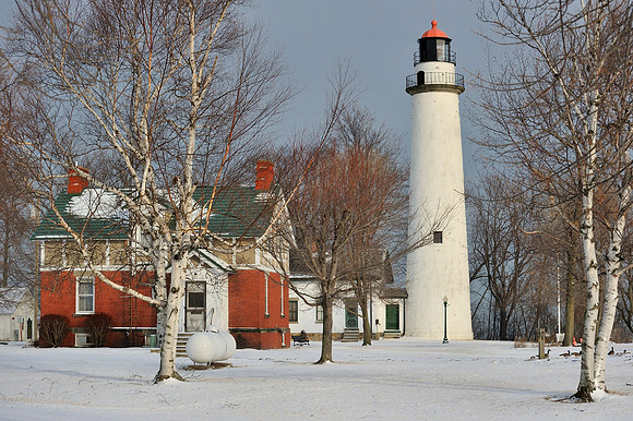 Winter ar Point Aux Barques Lighthouse