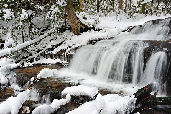 Wintertime at Upper Wagner Falls.  Munising, Michigan