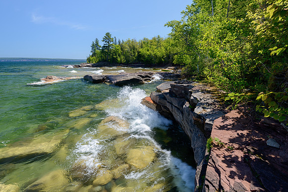 Beautiful sunlit cove on Lake Superior