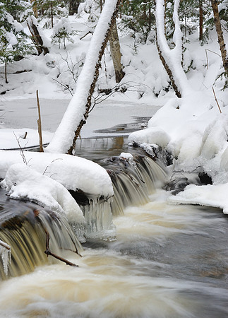 Mosquito river winter waterfall Pictured Rocks National Lakeshore