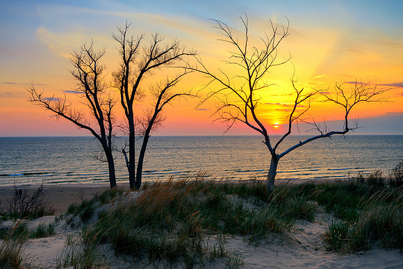 "Sunset Shilhouette" Lake Michigan at Little Sable Point
