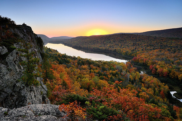 Autumn sunrise at Lake of the Clouds Porcupine Mountains