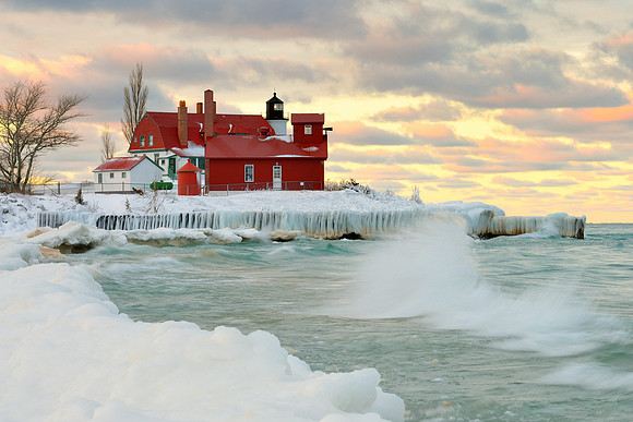"february Girl" Point Betsie Lighthouse Sunrise