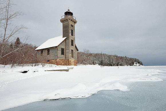 "Treacherous Ice" Grand Island East Channel Lighthouse