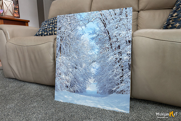 Snowy Country Road-metal print
