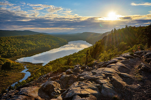 Early autumn sunset at Lake of the Clouds - Porcupine Mountains State Park