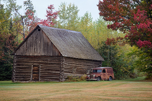 "The good ole Days"  An old Jeep Willys an log structure near Houghton, MI