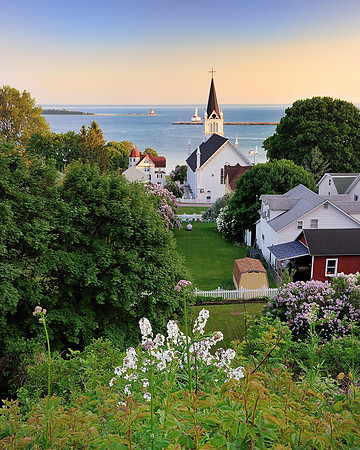 "Lilacs in bloom on Mackinac Island"