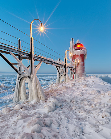 Sparkly winter morning at South Haven Lighthouse
