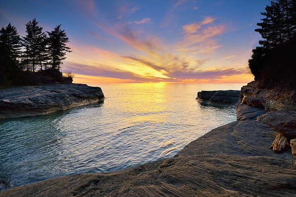 Sunset at the "Coves" Pictured Rocks National Lakeshore.