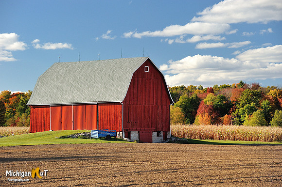 Red Barn and Autumn colors in rural Michigan