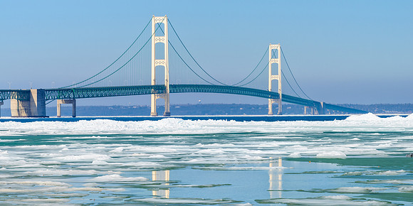 Springlike day at Mackinac Bridge