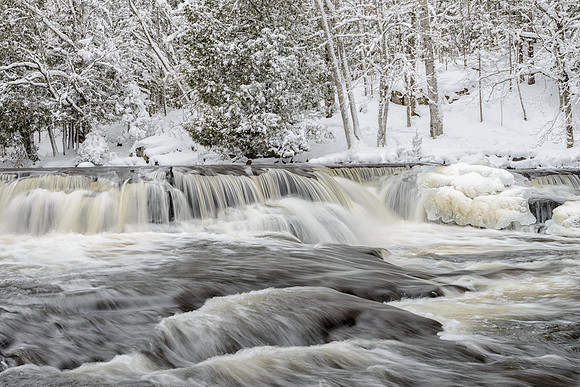 Wintertime on the Ontonagon River, Upper Bond Falls