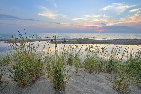 Bass Lake Outlet Sunset on Lake Michigan