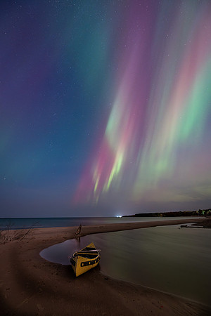 Northern Lights, Mineral River at Lake Superior