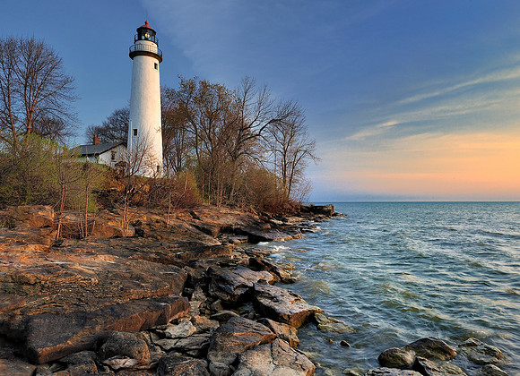 "Point Aus Barques Lighthouse in spring"