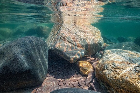 Boulders underwater-Little Presque Isle