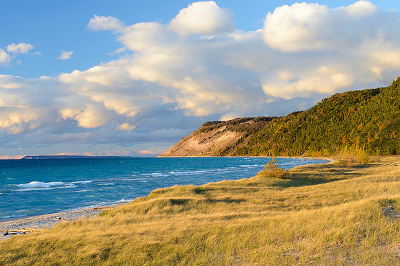 Evening glow at Esch Road Beach with the view of Empire Bluff Dunes