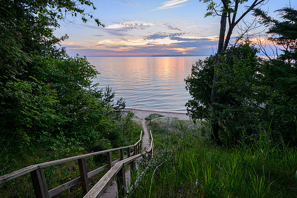 Sun setting over South Manitou Island
