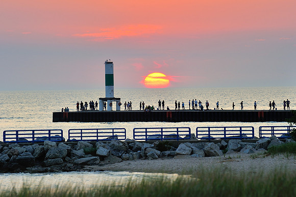 Holland Harbor Sunset - Holland, Michigan Breakwater Light