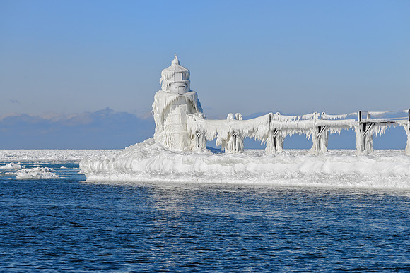 "Winter Blue"  Frozen St Joseph Lighhouse & Pier
