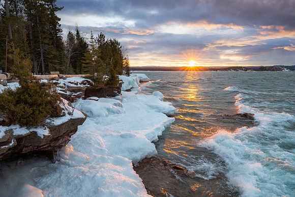 Presque Ile Park Winter Sunset, Marquette, MI