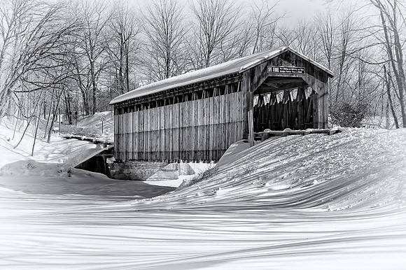 Fallasburg Covered Bridge Winter Black & White