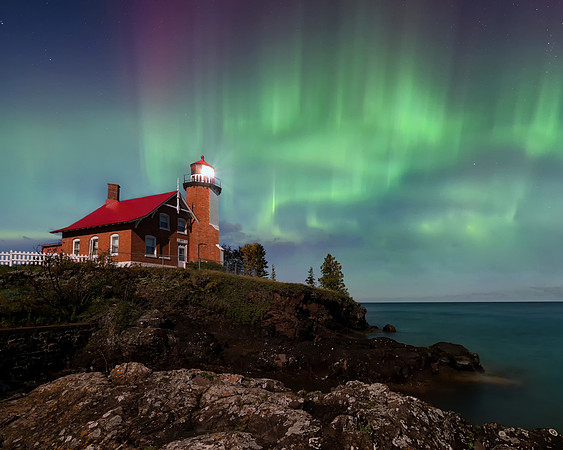 "Midnight Aurora" Eagle Harbor Lighthouse