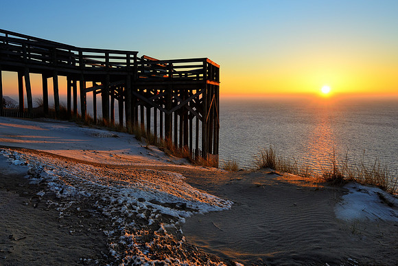 Sunset at Lake Michigan overlook #9 Sleeping Bear Dunes National Lakeshore.