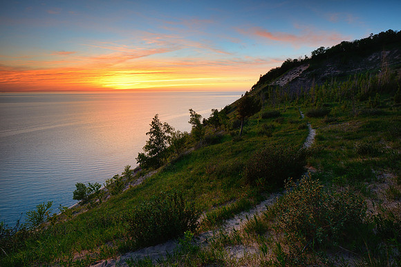 Dunes Trail Sunset, Sleeping Bear Dunes near Empire, Michigan