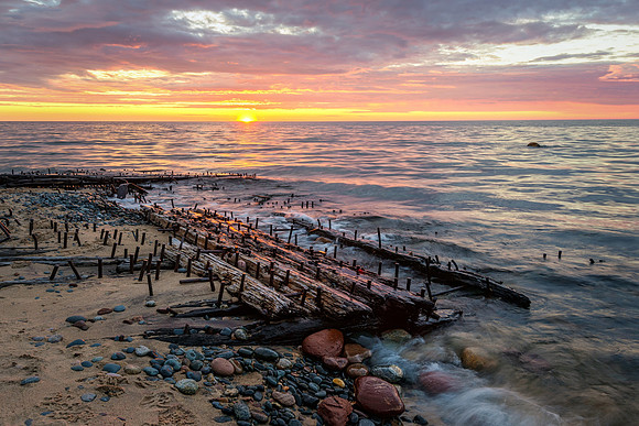 Gale Staples-Lake Superior shipwreck-sunset