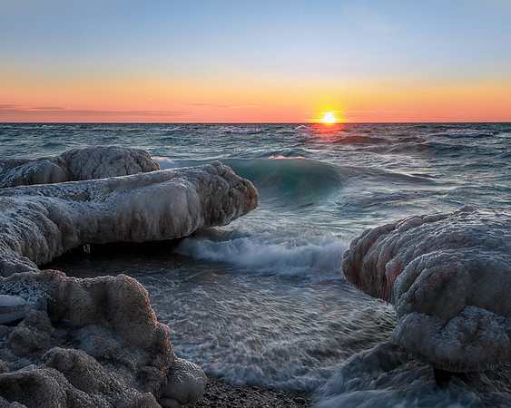 Point Betsie Beach Winter Sunset