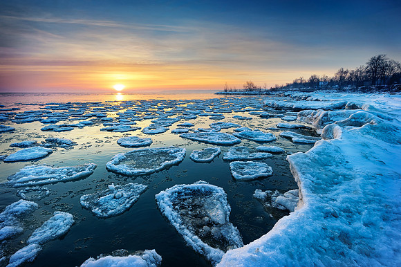An icy Winter Sunrise - Point Aux Barques