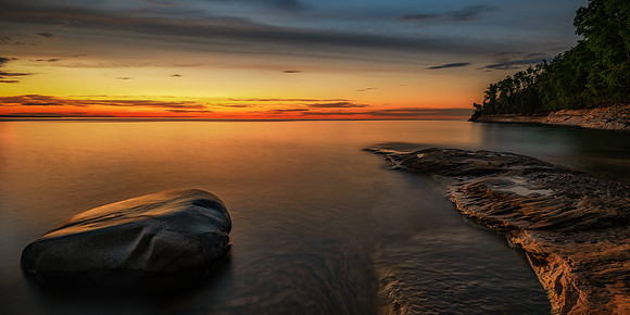Twilight at Miners Beach-Pictured Rocks-Pano