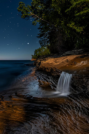 Moonlit Night at Elliot Falls-Pictured Rocks National Lakeshore-native aspect-br-Edit-upsize