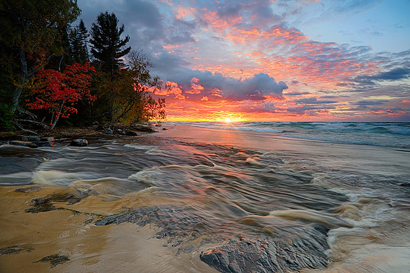 Mouth of the Hurricane River Sunset at Pictured Rocks National Lakeshore