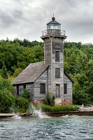 Grand Island Lighthouse on a moody summer evening